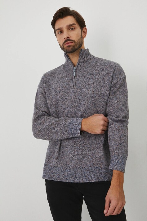 Памучен пуловер Medicine мъжки в синьо с поло