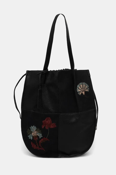 Torebka damska z ozdobnym haftem kolor czarny