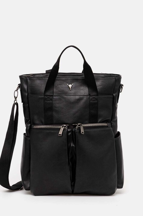 Batoh pánský s funkcí tašky, z ekologické kůže černá barva