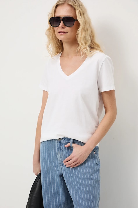 T-shirt bawełniany damski kolor biały