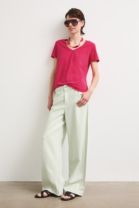 T-shirt bawełniany damski z elastanem gładki RW24-TSD043