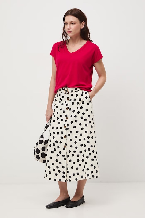 T-shirt damski gładki z modalem kolor różowy RW24-TSD404