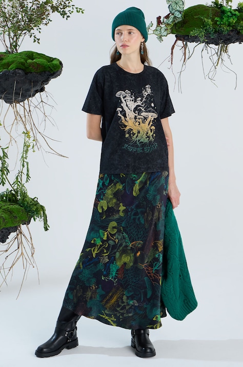 T-shirt bawełniany damski z kolekcji Together For Nature kolor szary