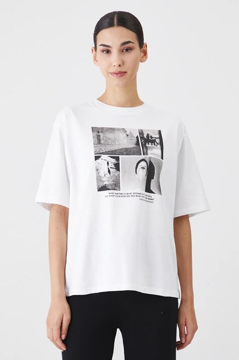 T-shirt bawełniany damski z kolekcji Zdzisław Beksiński x Medicine  kolor biały