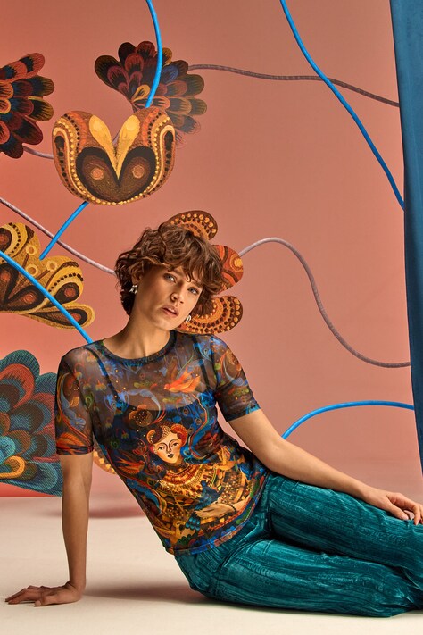 T-shirt damski z kolekcji Karolina Matyjaszkowicz x Medicine kolor multicolor