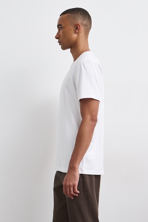 T-shirt bawełniany męski z elastanem gładki kolor biały