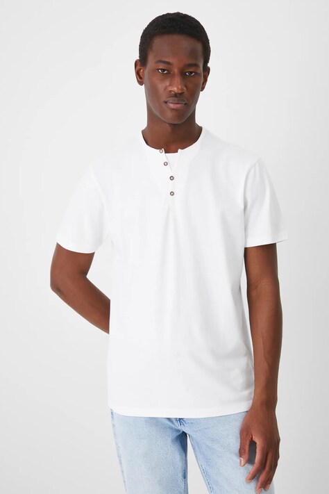 T-shirt męski z dzianiny strukturalnej z elastanem kolor biały
