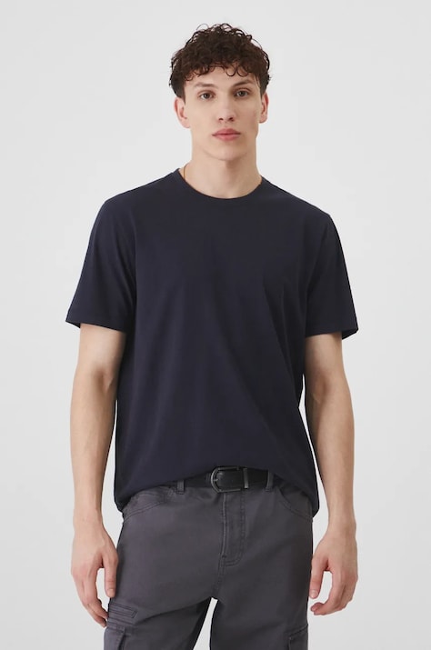 T-shirt bawełniany męski gładki kolor granatowy