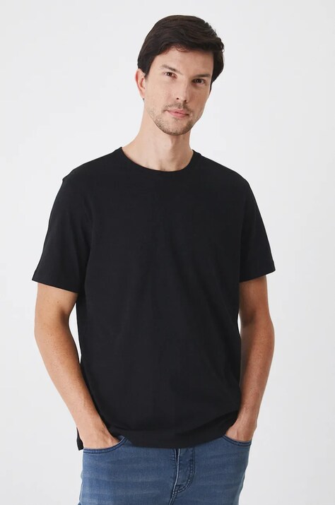 T-shirt bawełniany męski gładki kolor czarny