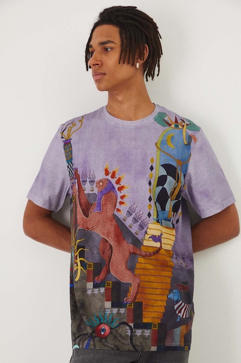 T-shirt bawełniany męski wzorzysty kolor multicolor