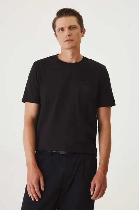 Bavlnené tričko pánsky čierna farba