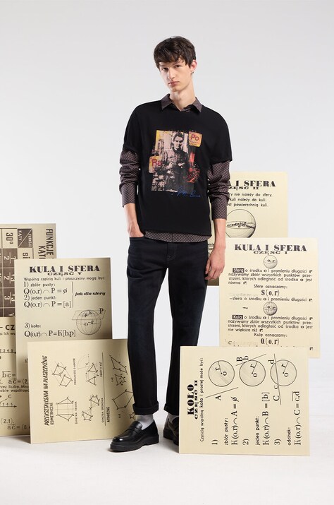 T-shirt bawełniany męski z kolekcji Science by Peter Smolka kolor czarny