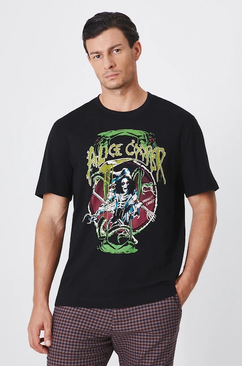 T-shirt bawełniany męski Alice Cooper kolor czarny