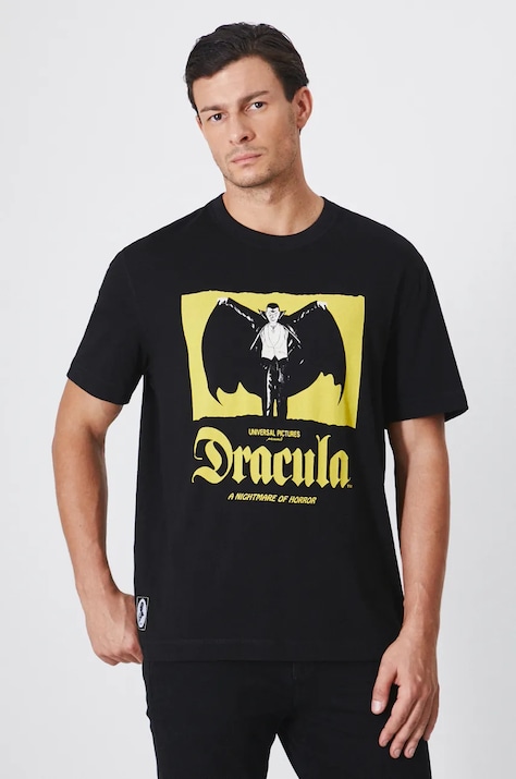 T-shirt bawełniany męski Dracula kolor czarny