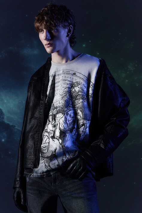 T-shirt bawełniany męski z kolekcji Zodiak - Strzelec kolor szary