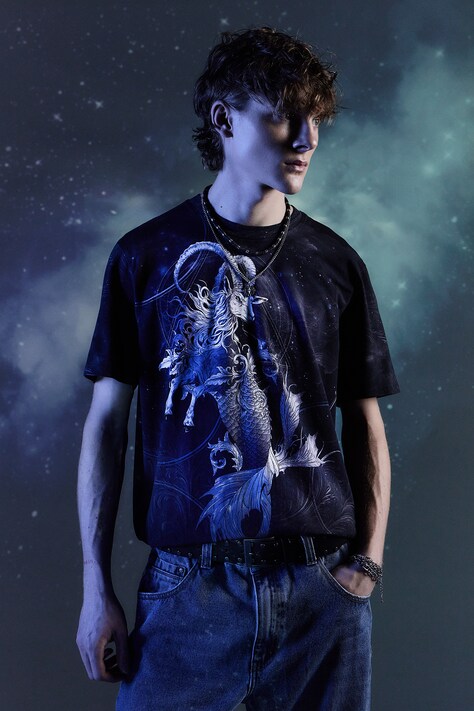 T-shirt męski z kolekcji Zodiak - Koziorożec kolor czarny