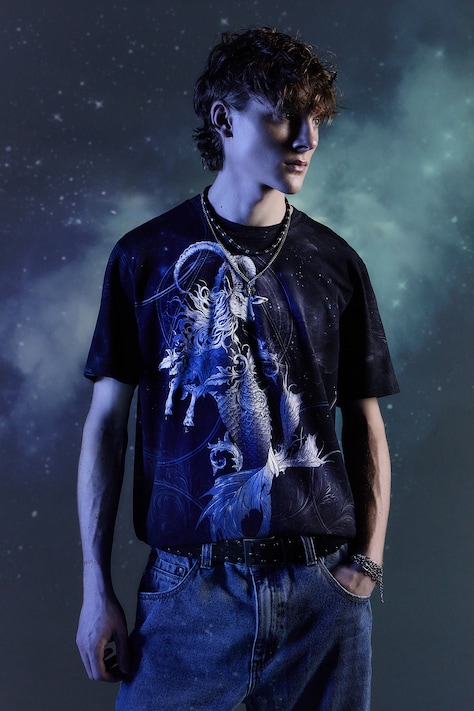 T-shirt męski z kolekcji Zodiak - Koziorożec kolor czarny