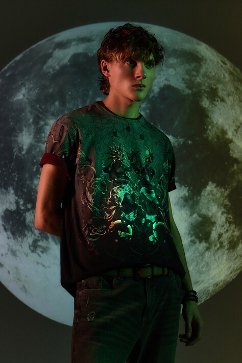 T-shirt męski z kolekcji Zodiak - Bliźnięta kolor szary