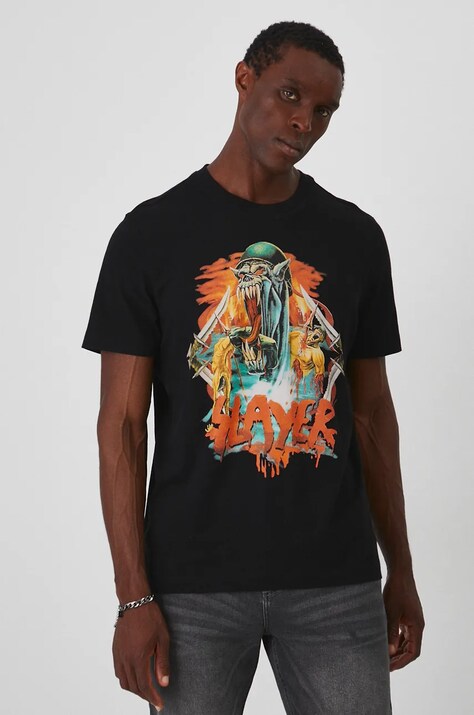 T-shirt bawełniany męski Slayer kolor czarny