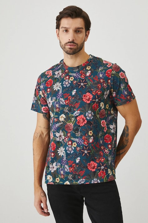 T-shirt bawełniany męski wzorzysty kolor multicolor