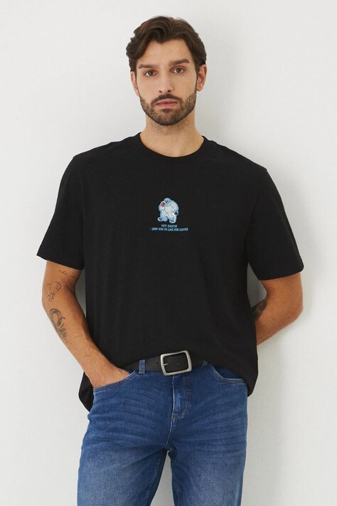 T-shirt bawełniany męski  kolor czarny