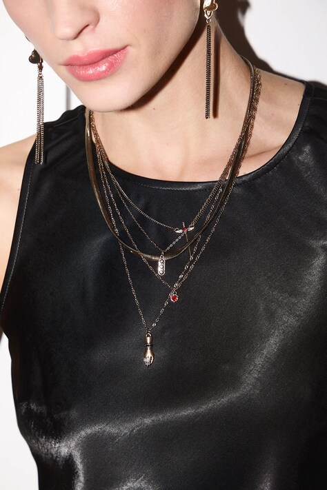 Naszyjnik damski z ozdobnymi zawieszkami kolor złoty RW25-ASD304