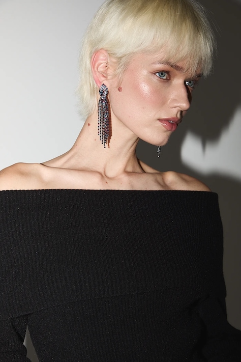 Kolczyki damskie z ozdobnymi kryształkami kolor multicolor RW25-AUDB01