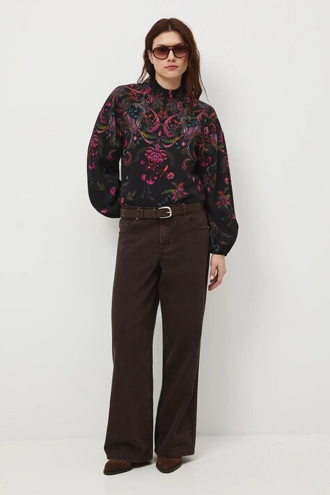 Medicine bluzka damska kolor czarny wzorzysta