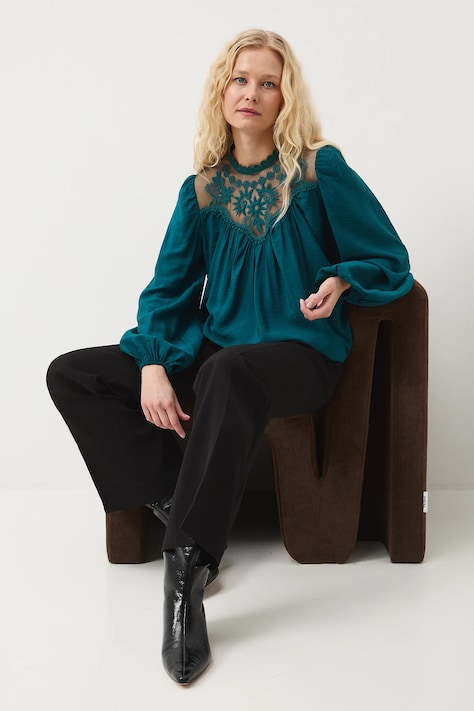Bluzka damska z koronkową wstawką kolor zielony RW25-BDDC04