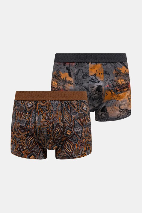 Bokserki bawełniane męskie z elastanem wzorzyste (2-pack) kolor multicolor RW25-BIM305