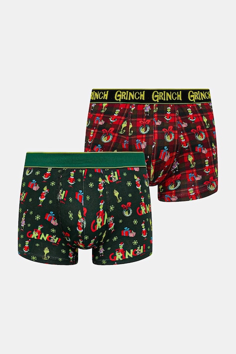 Bokserki bawełniane męskie z elastanem świąteczne Grinch (2-pack) kolor multicolor RW25-BIMA50