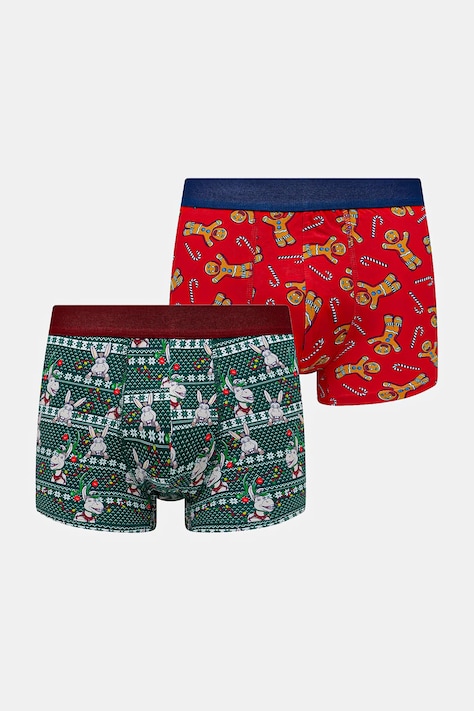 Bokserki bawełniane męskie z elastanem świąteczne Shrek (2-pack) kolor multicolor RW25-BIMA52