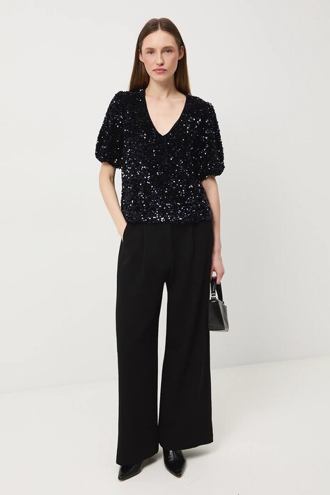 Medicine bluzka damska kolor granatowy z aplikacją