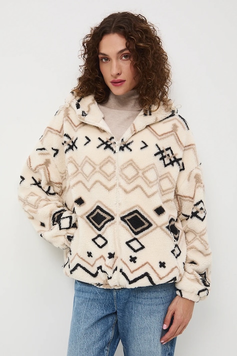 Medicine felpa in pile donna colore beige con cappuccio
