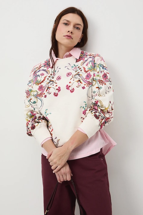 Bluza damska wzorzysta kolor beżowy RW25-BLDC00