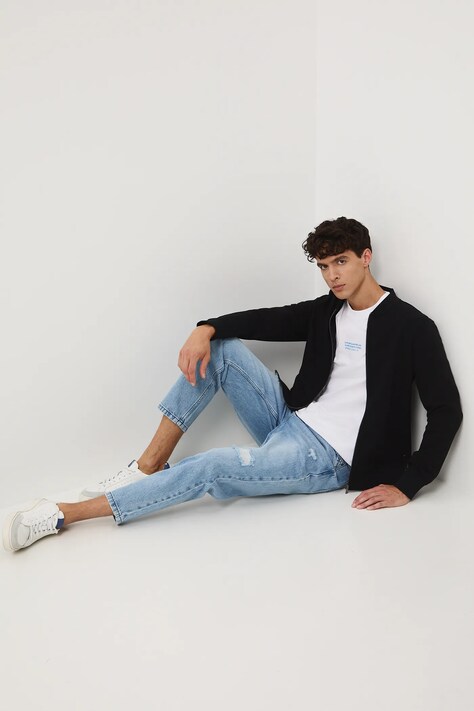 Bluza męska z fakturą kolor czarny RW25-BLM310