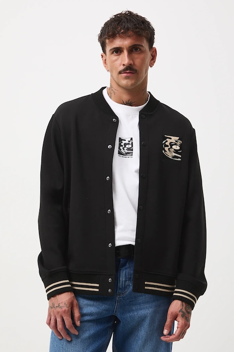 Bluza męska interlock z aplikacją kolor czarny RW25-BLM603