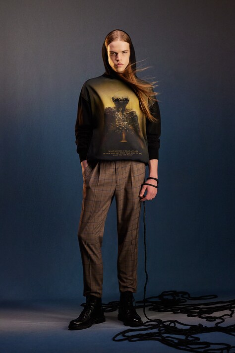 Medicine bluza bawełniana męska kolor czarny z kapturem z nadrukiem