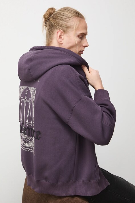Medicine bluza męska kolor fioletowy z kapturem z nadrukiem