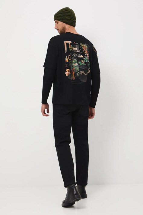 Medicine longsleeve bawełniany kolor czarny z nadrukiem