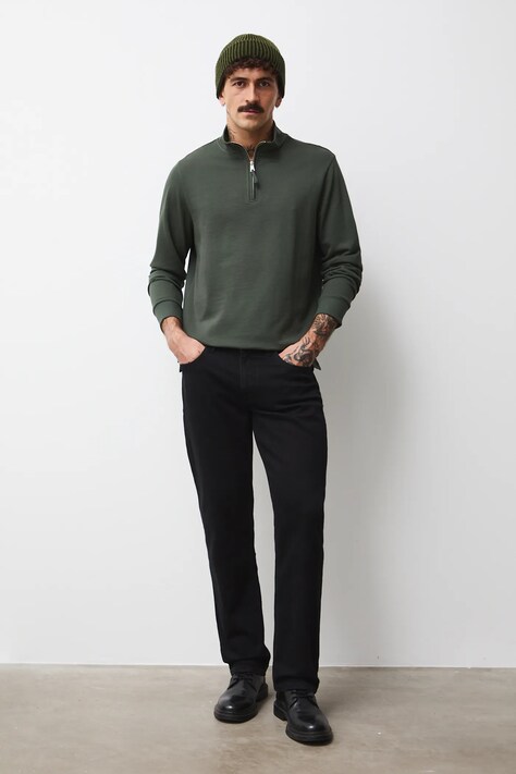 Medicine longsleeve bawełniany kolor zielony gładki