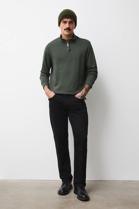 Medicine longsleeve bawełniany kolor zielony gładki