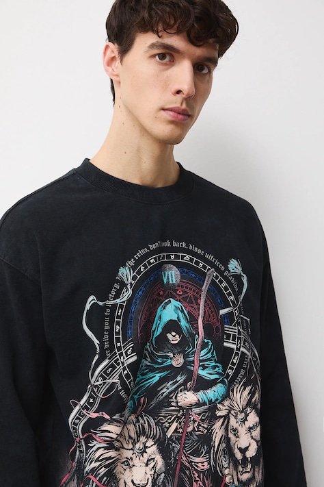 Medicine longsleeve bawełniany męski kolor czarny z nadrukiem