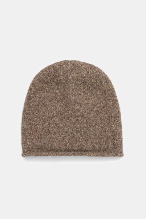 Czapka damska beanie z domieszką wełny kolor beżowy RW25-CDD041