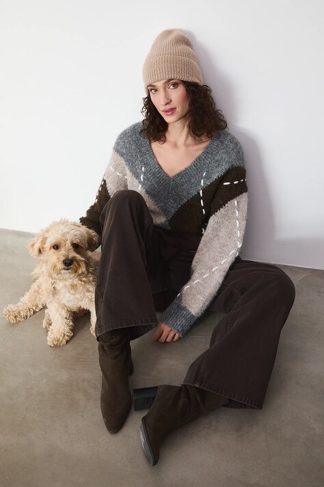 Czapka damska beanie prążkowana kolor beżowy RW25-CDD051