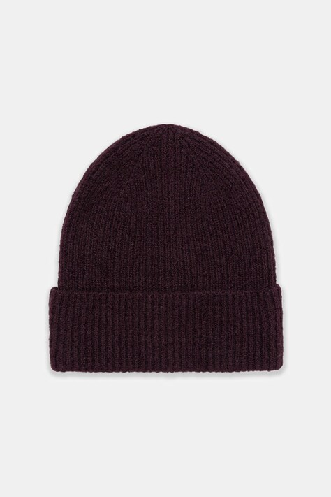 Czapka damska beanie prążkowana kolor bordowy RW25-CDD051