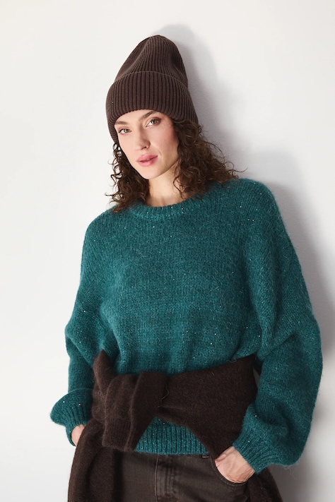 Czapka damska beanie prążkowana kolor brązowy RW25-CDD052