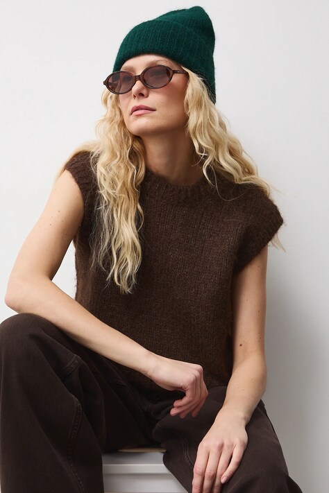 Σκουφί από μείγμα μαλλιού Medicine χρώμα: πράσινο