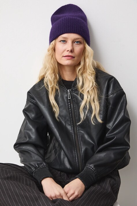 Kašmírová čiapka Čiapka fialová farba RW25-CDD708