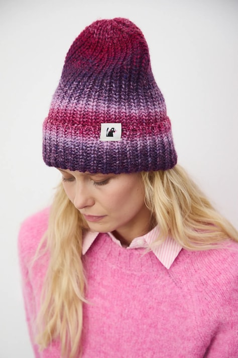 Czapka z domieszką wełny damska beanie kolor multicolor RW25-CDD800